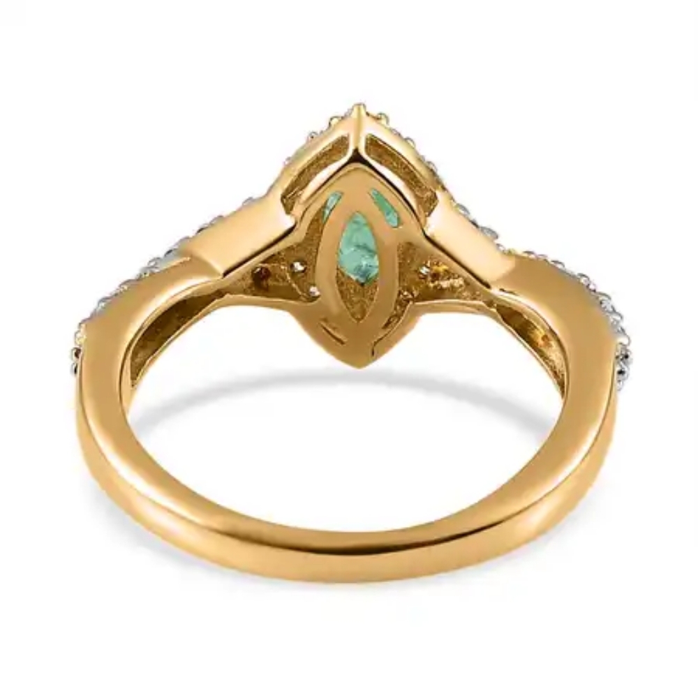 NWOT Genuine Ethiopian Emerald and Moissanite Halo Ring Size 7 - Picture 11 of 12